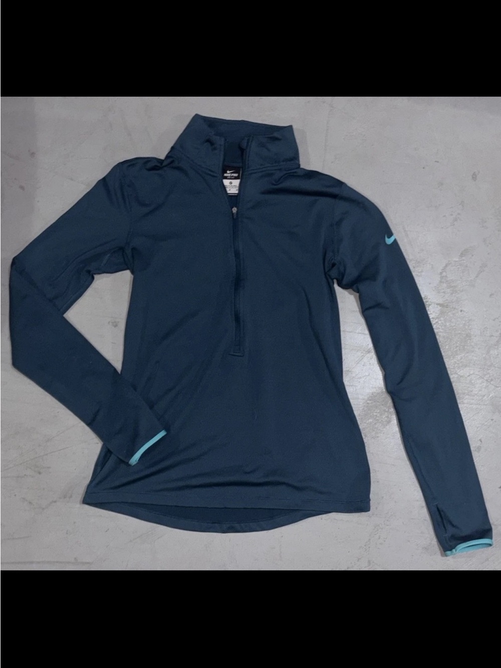 Nike Women's Dark Blue Quarter-Zip Pullover with Teal Accents